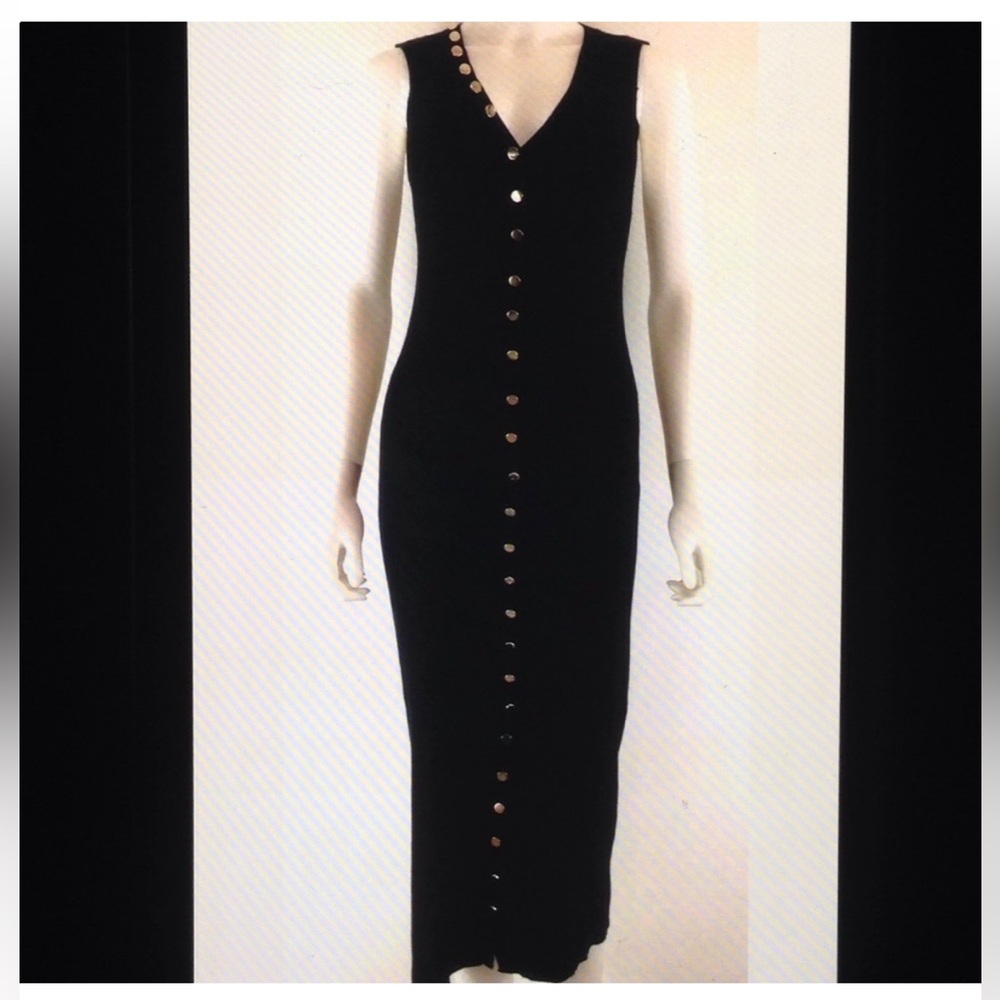 Zara Knit Button Front Sleeveless Sweater Dress